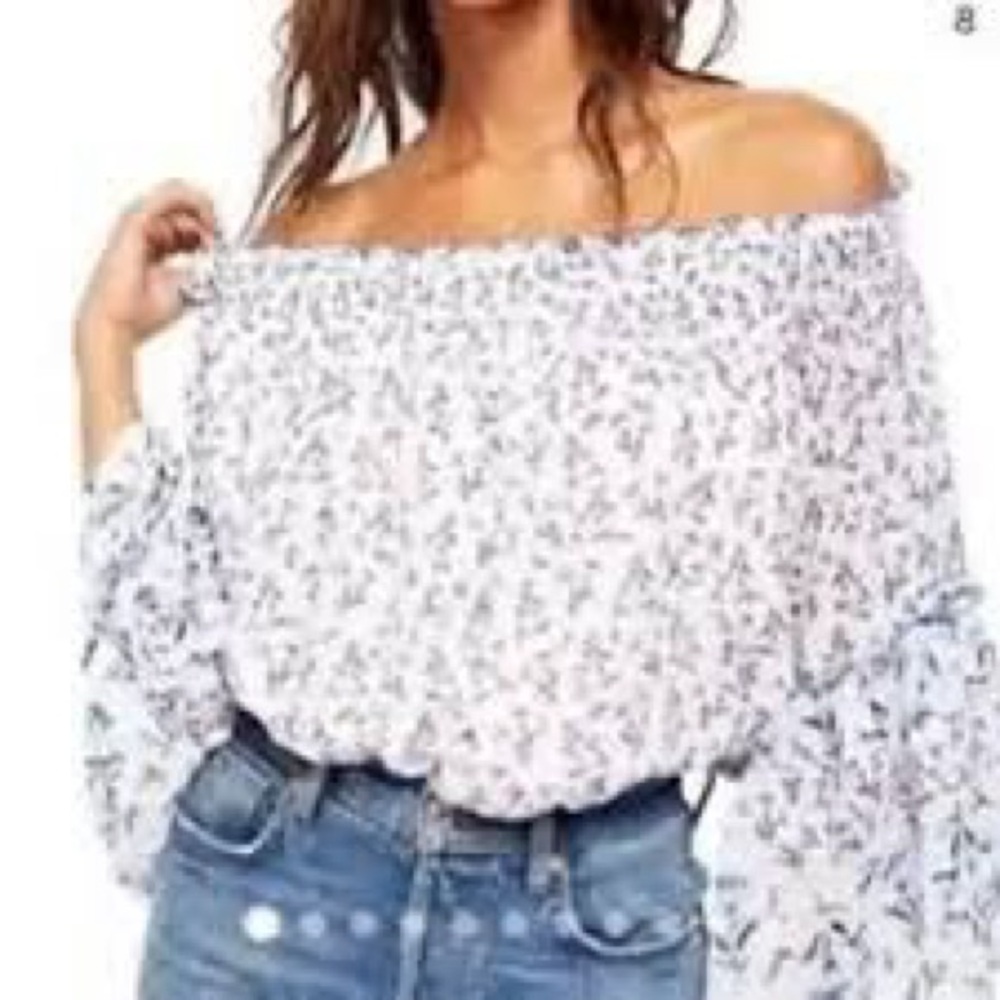 Free People Rose Valley Off The Shoulder Floral Blouse - Size Large